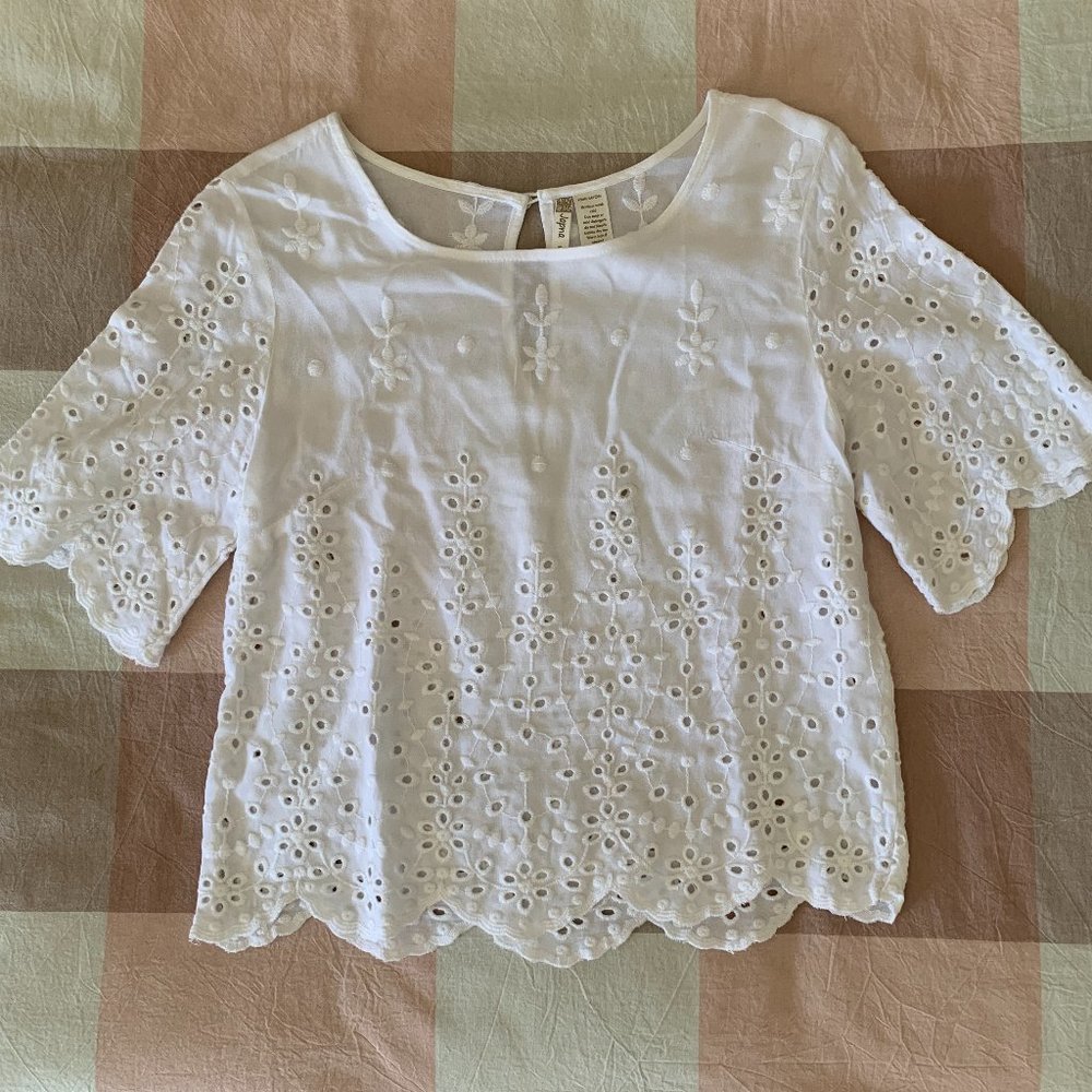 White Lace Peasant style top
